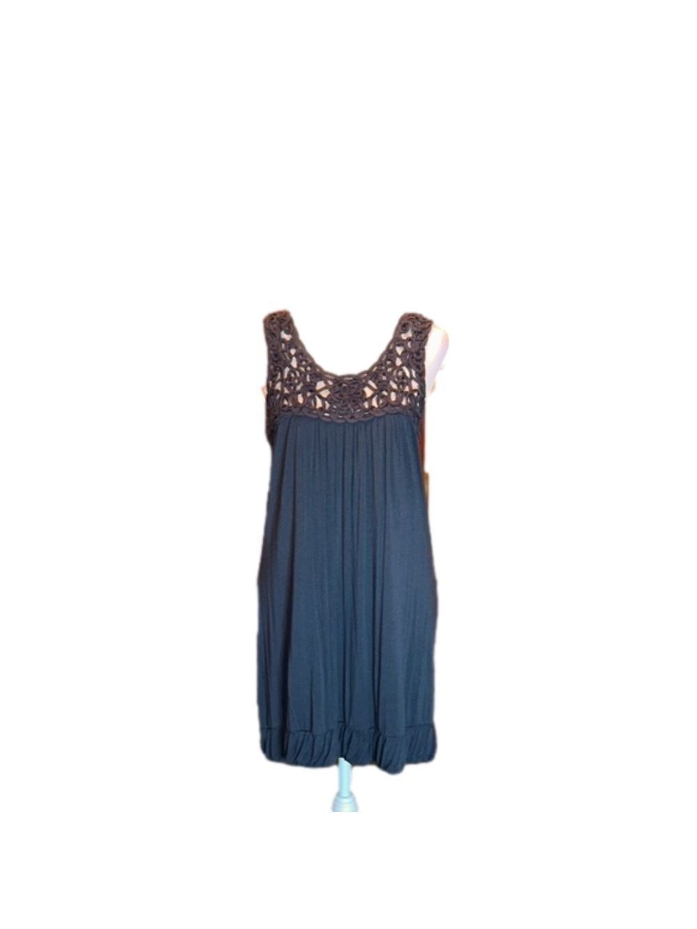 FOREVER 21 Adorable Dark Gray Summer Shift Dress w/ Macrame Lace Trim Size S